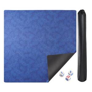 lot 40112 image: GUSTARIA Mahjong Mat, Mahjong Table Mat with Prints & Extra Dice, for Poker, Card, Mahjong, Dominoes Games (Blue, 35 inches) - Retail $28