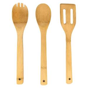 lot 40118 image: SET OF 3, Bamboo Wood Wooden Cooking Utensil Set - Retail $5