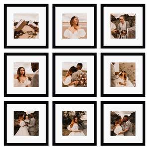 lot 49000 image: BSRHOME 12x12 Picture Frame Set of 9, Display Pictures 8x8 with Mat or 12x12 without Mat, Multi Collage Gallery Square Photo Frames for Wall or Tabletop, Black - Retail $38