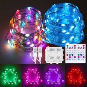 lot 49001 image: 2 Pack Fairy Lights Battery Operated Color Changing String Lights with Remote, 16.4FT Twinkle Lights USB Plug or Battery Powered, Outdoor Christmas Decorations for Bedroom Wedding Party Indoor - Retail $16