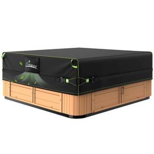 lot 49005 image: Uirway Square Hot Tub Cover 76 x 76 x 20 Inch 2025 Upgraded 600D Heavy Duty Fabric Waterproof Outdoor SPA Covers for Hot Tub, New Super Windproof Straps, Hot Tub Winter Cover Protector with Anti-UV - Retail $16