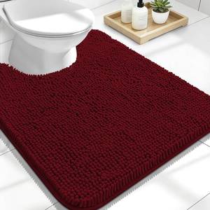 lot 49008 image: OLANLY Toilet Rugs U-Shaped 24x20, Extra Soft Absorbent Chenille Contour Bathroom Rugs for Toilet, Dry Quickly, Machine Washable, Non-Slip Bath Mat, Burgundy - Retail $37