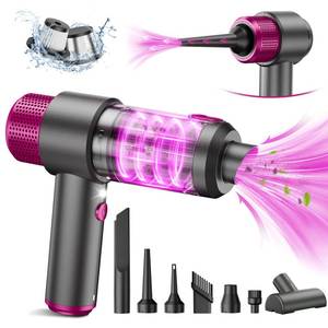 lot 49021 image: EYYA Handheld Cordless Car Vacuum Cleaner, 4-in-1 Portable Mini Car Vacuum Cleaner, 15000PA High Power & Air Duster with LED Light for Home Office - Retail $38
