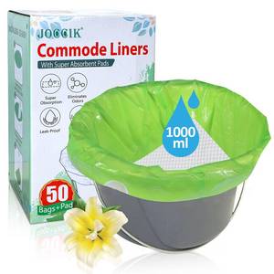 lot 49026 image: Commode Liners for Bedside Commode with Super Absorbent Pad 50 Pack Disposable Bags Universal Fit All Standard Toilet Chair Bucket - Retail $19