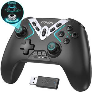 lot 49029 image: Dual Hall Effect PC Controller-Enhanced Wireless Bluetooth Controller with Hall Joysticks & Triggers & Joystick Speed Down for PC WindowsiPhoneAndroidSwitchSteamTV (With USB Dongle & Phone Clip) - Retail $25