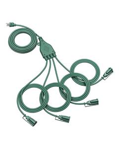 lot 49036 image: DEWENWILS Outdoor Extension Cords, Total 58FT (Max Length 40FT from End to End), Heavy Duty Extension Cord, Extension Cord with Switch for OutdoorIndoor String Lights, Green - Retail $38
