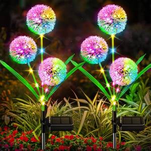 lot 49045 image: BONLION 4 Pack Solar Garden Lights Decor Upgraded Outdoor Lights - Colorful Dandelion Flower Light - Bright Solar Lights with 36 LED for Women Yard Pathway Outside Decorations