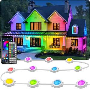 lot 49048 image: LITSOUL 300FT Permanent Outdoor Lights for House Waterproof, Smart RGB Eave LED Lighting with 16 Million Colors, IP67 Outdoor Strip Lights for Christmas Halloween Holiday Daily Decorations (300FT)