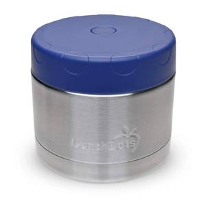 lot 49050 image: LunchBots 12oz Insulated Food Jar Stainless Steel Wide Mouth - Container With Vented Lid - Keeps Contents Hot or Cold for Hours - Leak-Proof Portable Thermal Food Jar is Ideal for Soup - Navy - Retail $31