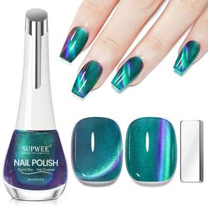 lot 51778 image: SUPWEE Green Magnetic Nail Polish, Cateye Nail Polish Non Gel Quick Dry Lacquer Manicure Gift For Women Girls 16ml0.54 oz - Retail $9