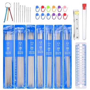 lot 51786 image: woshilaoDS 35pcs Double Pointed Knitting Needle Sets, 20 cm7.8 inch Stainless Steel Metal Knitting Needles with Double Ended for Beginner, Sock Knitting Gauge 2 mm2.5 mm3 mm3.5 mm4 mm4.5 mm5 mm - Retail $9