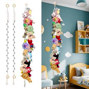 lot 51797 image: wewoaia 80 Cotton Hanging Storage Chain For Stuffed Animals Storage with 20 Metal Clips Stuffed Animal Display Holder Chain for Wall or Corner Nursery Play Room(2pcs) - Retail $10