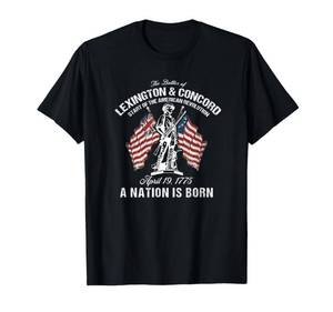 lot 51805 image: Battle of Lexington and Concord American Revolution History T-Shirt-Lg - Retail $20
