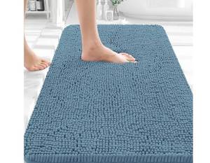 lot 51813 image: OLANLY Bathroom Rugs 36x24, Extra Soft Absorbent Chenille Bath Rugs, Rubber Backing Quick Dry, Machine Washable Bath Mats for Bathroom Floor, Tub and Shower, Home Decor Accessories, Airy Blue