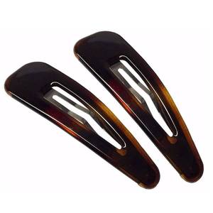 lot 51814 image: Parcelona French Clic Clac 3 14 Tortoise Shell Brown Celluloid No Slip Grip Snap Hair Clips for Women - Retail $13