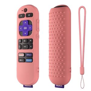 lot 51818 image: Hi Color Silicone Remote Cover for Roku Streaming Stick 4k, Roku Express 4K Remote, Roku Voice Remote (Official) RCA1R 2023,Roku Express Remote Cover with Lanyard(Pink) - Retail $10