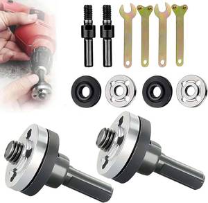 lot 51829 image: 2-Pack Electric Drill Angle Grinder Connecting Rod Set, 10mm Adjustable Rotary Driver Cutter Shaft Accessories Drill Angle Grinder Adapter With Spanner For Cutting Disc, Polish Disc And Polish Sponge - Retail $8