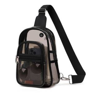 lot 51834 image: Clear Bag for Stadium Events, Clear Backpack Purse for Women Waterproof TPU Crossbody Fanny Pack for Concert Football Sport Hiking Travel, Black - Retail $18