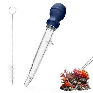 lot 51842 image: U-Taste Aquarium Pipette Cleaner 1.5oz Coral Feeder for Fish Tank Cleaning, Manual Feeding Tube, Food Grade Siphon Dropper, Waste Remover with Strong Suction & Stand & Brush (11.98in, Midnight Blue) - Retail $19