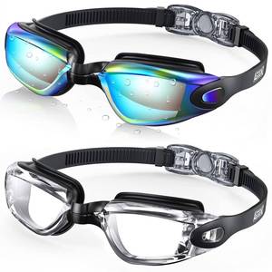 lot 51847 image: Aegend Swim Goggles, 2 Pack Swimming Goggles No Leaking Adult Men Women Youth, Flexible, Detachable, Aqua & Clear - Retail $13