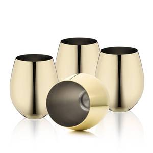 lot 59012 image: WOTOR Gold Wine Glasses Set of 4, 18oz Unbreakable Gold Goblet, Stemless Stainless Steel Wine Glass, Metal Wine Glass for Outdoor, Travel, Camping, Pool, Ideal Gift for Wine Lovers - Retail $29