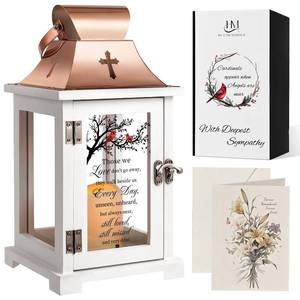 lot 59019 image: HugMemories Memorial Lantern, Bereavement Sympathy Gifts for Loss of Loved One Mother Father Brother Sister, Sympathy Lantern Condolences Funeral Gifts in Memory of Loved One with LED Candle - Retail $46