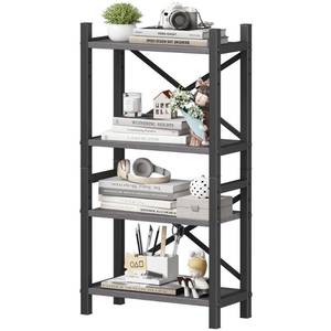 lot 59020 image: Homeiju Desktop Bookshelf, 4-Tier Stackable Narrow Desk Bookcase, Adjustable Industrial Desk Organizer Display Shelf, Wood Desktop Book Organizer for Living Room, Bedroom and Home Office(Grey) - Retail $36