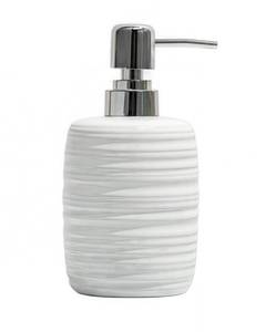 lot 59023 image: Abriclo Ceramic Soap Dispenser, Modern Liquid Pump Soap Dispenser 13.5oz Refillable Lotion Bottle with Thread Pattern for Home Decor Stylish Hand Soap Dispenser for Kitchen,Bathroom-Ivory White