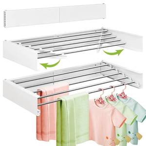 lot 59026 image: ZdwCyl Wall Mounted Clothes Drying Rack 32 inches,Foldbale Laundry Drying Rack Wall Mount,Drying Rack Clothing Space Saver,Retractable,Collapsible,Folding Laundry Rack,White - Retail $38