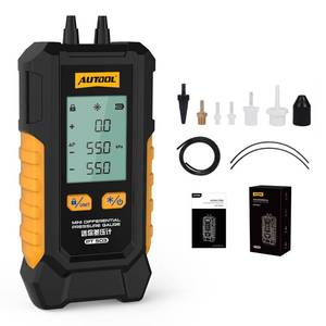 lot 59030 image: AUTOOL Manometer Gas Pressure Tester, Digital Manometer HVAC, 6 Units Differential Dual Port Pressure Gauge -101 to 200Kpa, Data Zeroing with Backlight LCD Display - Retail $41