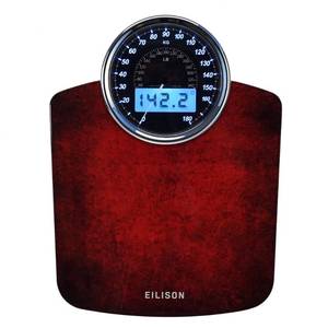 lot 59053 image: EILISON Highly Advance 2-in-1 Digital & Analog Weighing Scale for Body Weight-400lbs, 4 High Precison GX Sensor Accurate, Thick Tempered Glass, Extra Large Display (Red) - Retail $60