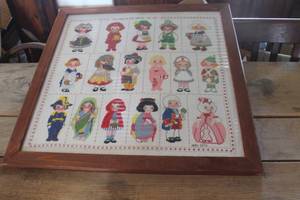 lot 3486 image: Vintage Crossstitched Picture 22 x 23