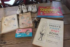 lot 3488 image: Vintage Baby Lot, Shoes, Rattle & More