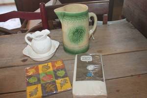 lot 3499 image: Vintage Crock Pitcher and More