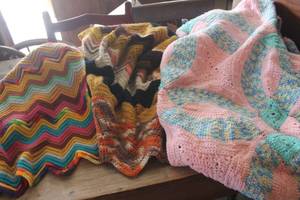 lot 3532 image: 3 Various Sized Vintage Afghans