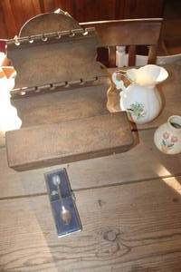 lot 3571 image: Vintage Wood Spoon Rack and More