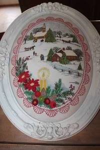 lot 3576 image: Oval Embroidered Christmas Picture 17x23