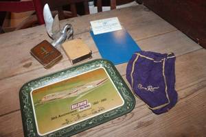 lot 3591 image: Vintage Banks, Metal Tray and More