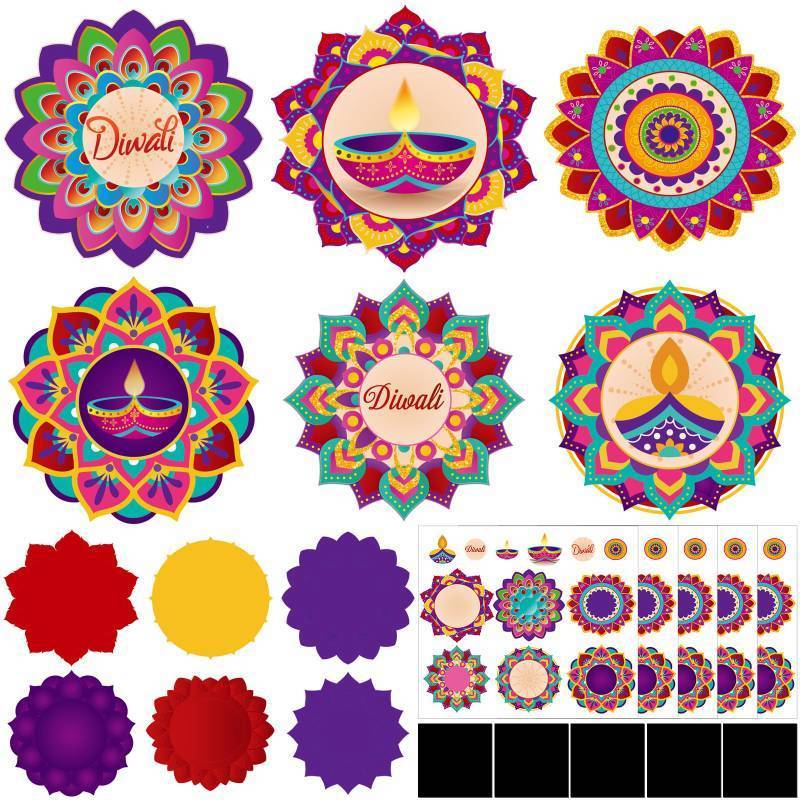 lot 34512 image: 30 Sets Diwali Magnet Crafts Make Your Own Magnet Craft Kit DIY Decor for Home Party Favor Holiday Decoration Game Activities Supplies - Retail $19