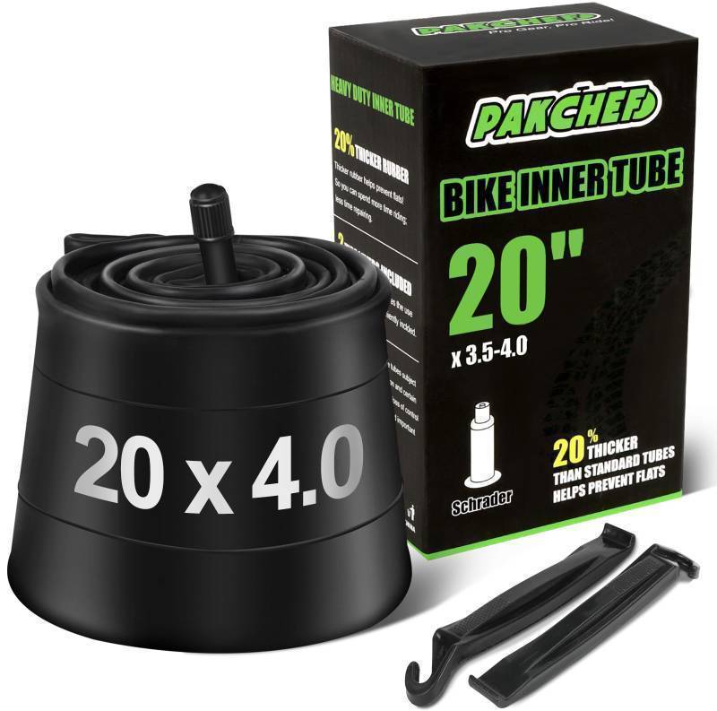 lot 43545 image: 20 x 4.0 Fat Tire Tube for 20x3.54.0 E-Bike Bicycle Fat Tire Tubes Schrader Valve - 20 Inch Butyl Rubber Bike Inner Tube(1 Pack) - Retail $12