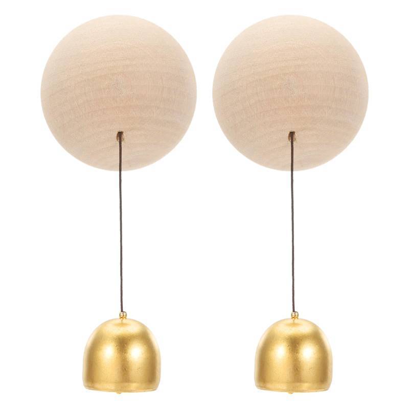 lot 53312 image: 2 Set Shopkeepers Bell, Wood Door Chime Hanging Magnetic Door Bell Jingle Bells Animal Metal Doorbell with Self-Adhesive for Door Opening Business When Entering Decoration, Ball - Retail $14