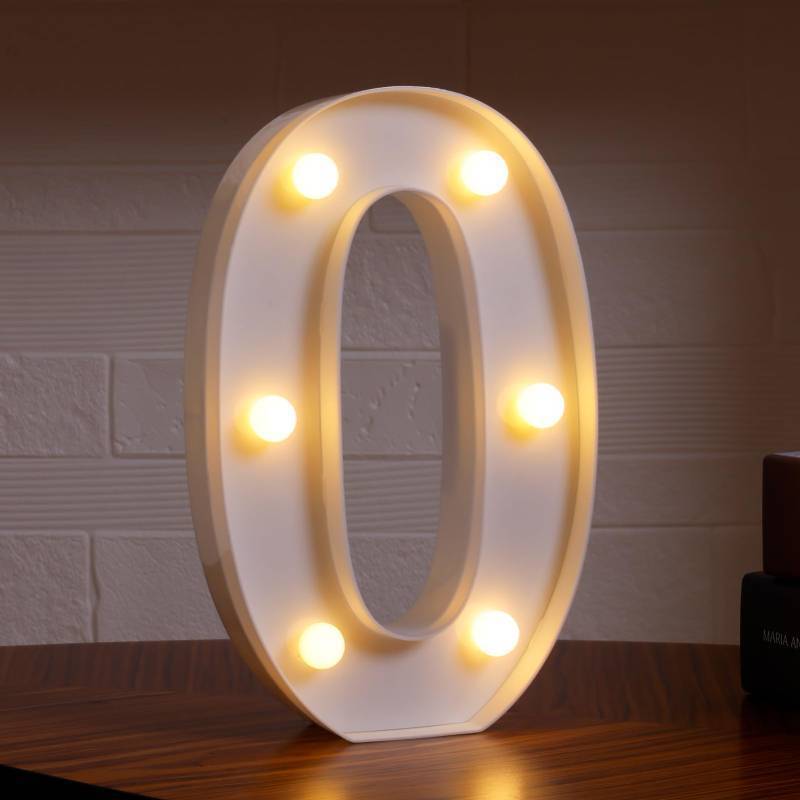 lot 71239 image: LED Marquee Numbers, Small Light Up Numbers for Party, 8.58 Inch Battery Powered Lighted Number for Birthday, Night Light, Table or Home Decor (Number 0) - Retail $7