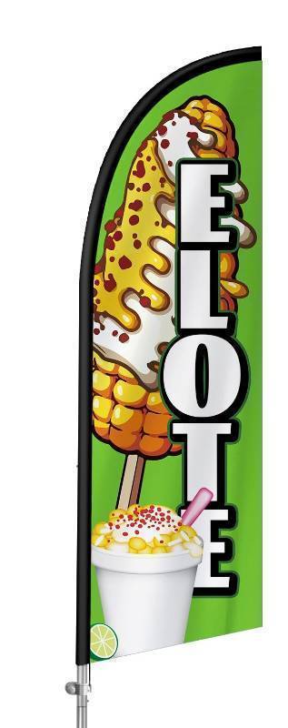 lot 71588 image: Feather Flag, 8FT Elote Flag Signs Banner, Eye Catching Business Flag. NO POLES INCLUDED. - Retail $28