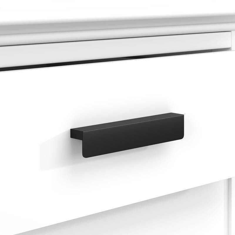 lot 71626 image: 10 Pack 5 inch Black Cabinet Handles Finger Pulls for Cabinets Edge Pulls for Kitchen Drawer Handles for Cupboard, Closet, Flat Hidden Hardware Aluminum Alloy - Retail $33