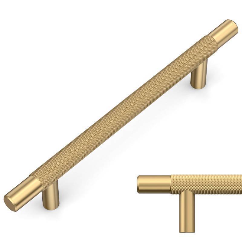 lot 71652 image: 10 Pack Champagne Bronze Knurled Cabinet Pulls 5 Inch Hole Centers Kitchen Cabinet Handles Hardware Kitchen Handles for Cabinets Handles IH0006 - Retail $40