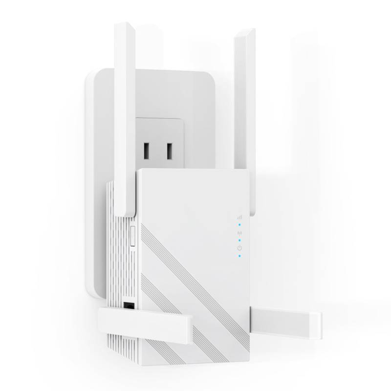 lot 71661 image: 1.2Gbps WiFi Extender Signal Booster, Up to 12880 sq. ft, Dual Band 5GHz2.4GHz, WiFi Extenders Signal Booster for Home, WiFi Range Extender with Ethernet Port, Connects 100 Devices - Retail $38