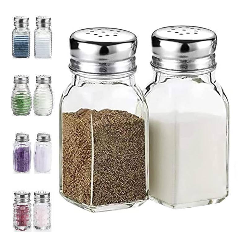 lot 71670 image: Salt and Pepper Shakers Set, DWTS DANWEITESI Salt Shaker with Stainless Lid-Glass Spice Jars Kitchen Gadgets, Clear to Know When to Fill, Farmhouse Salt Pepper Shakers Cute Kitchen Essentials Decoration - Retail $7
