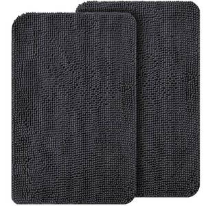 lot 72250 image: OLANLY Dog Door Mat Set 2-Piece 24x16, Absorbs Moisture and Dirt, Absorbent Non-Slip Washable Doormat, Quick Dry Chenille Mud Mat for Dogs, Entry Indoor Entryway Carpet for Inside Floor, Dark Grey - Retail $27