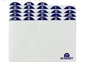 lot 72263 image: A-Z Index Card Guides for 6 X 9 Card Holder (White Cards with Blue Tabs)