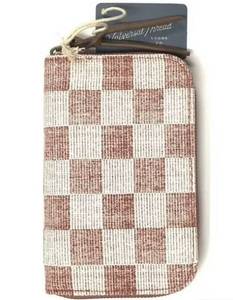 lot 72279 image: Universal Thread Small Checkered Folio Zipper Wallet - Terracotta (5.5 x 3.5) - Retail $10